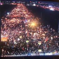 picture of the vigil that took place once the march got to the Bella Centre, after a 7km trek through the streets of Copenhagen